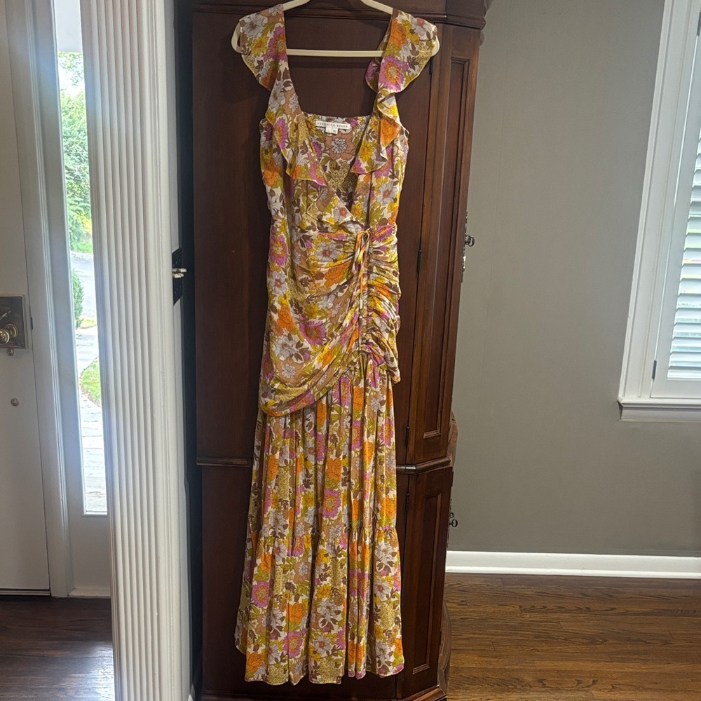 Veronica Beard Floral Ruffle Maxi Dress, sz 4, perfect condition